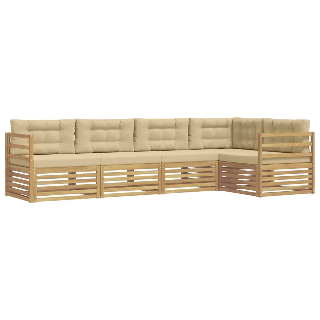 Set di divani da esterno 5 pz Bianco e Beige Poliestere 3390468