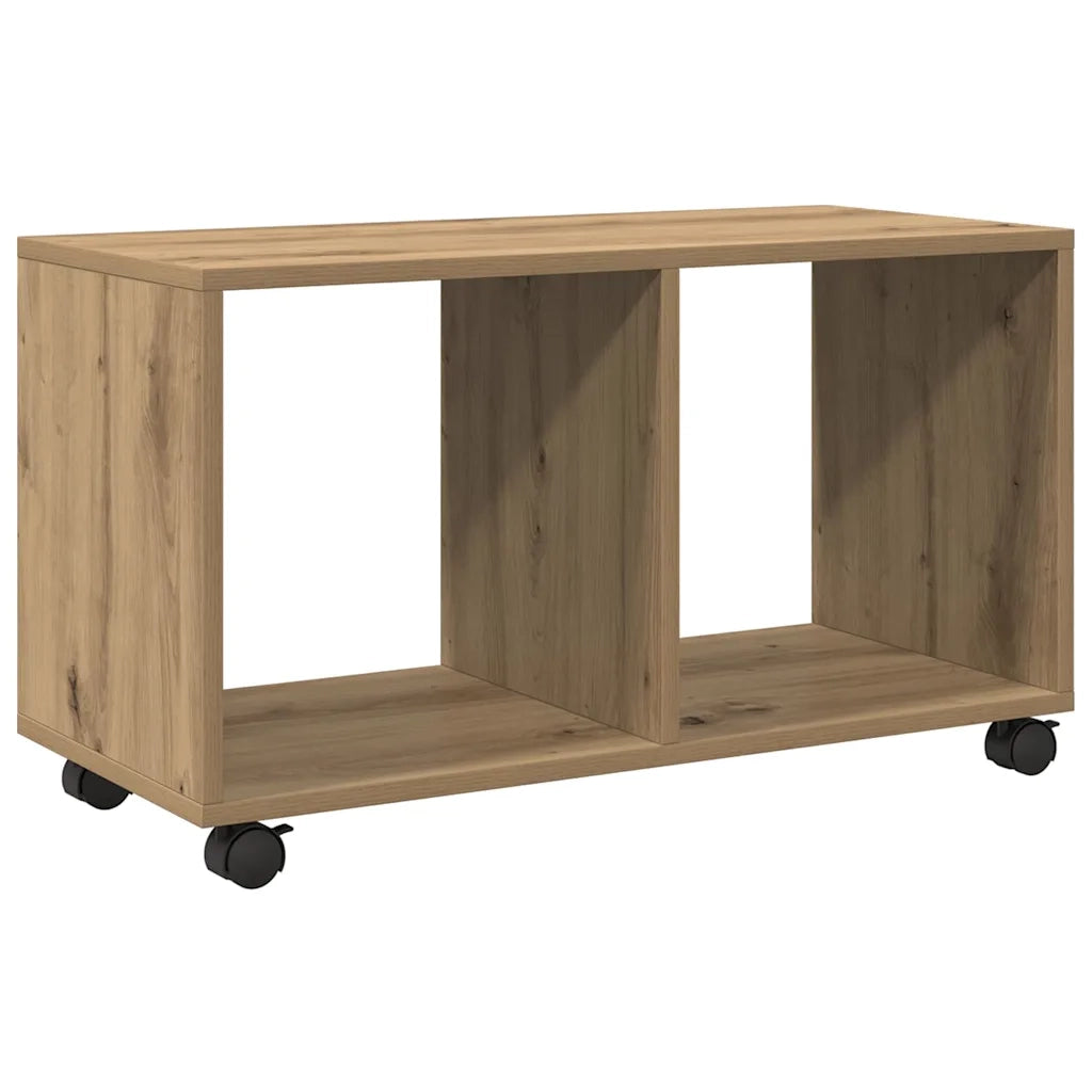 Mobiletto con Ruote Rovere Artigianale 72x33x42,5 cm Truciolato 853145
