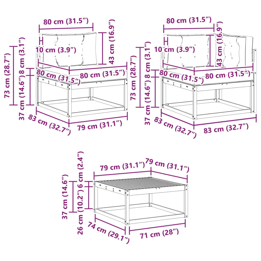 Set di divani da esterno 6 pz Bianco e Antracite 3386186