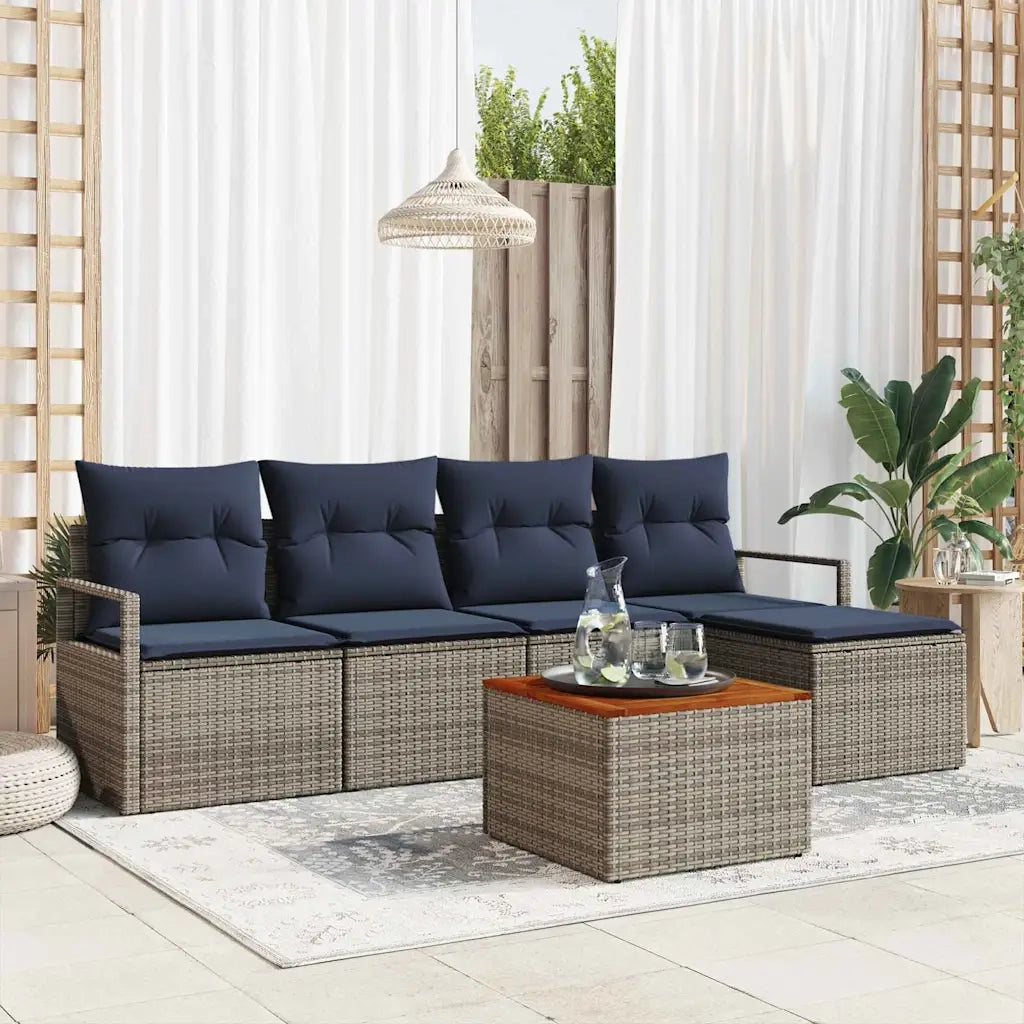 Set Divano da Giardino con cuscino 6 pcs Grigio polyrattan 3347696