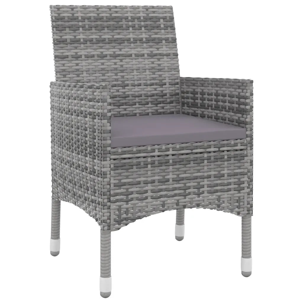 Set da Pranzo per Giardino 3 pz con Cuscini Polyrattan e Vetro 3099739