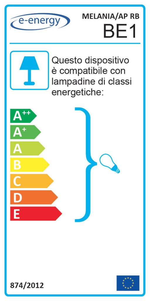 Applique 1xE14 Montatura Marrone Rame Vetro Satinato Sfumato Ambra E-Energy Melania