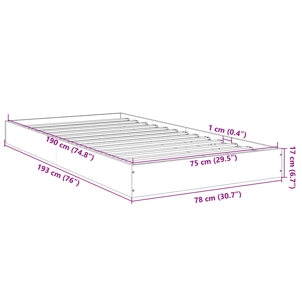 Giroletto senza Materasso Rovere Fumo 75x190 cm in Truciolato 842081