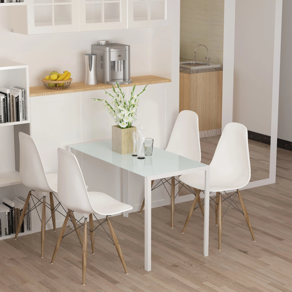 Tavolo da pranzo rettangolare allungabile 4 persone ¨C Xylo ¨C vetro temperato metallo bianco 120x60x75 cm