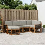 Set di divani da esterno 6 pz Naturale e Grigio Chiaro 3385352