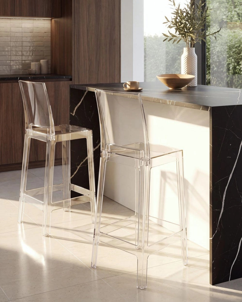 Set di 2 sgabelli da bar plastica trasparente sedie da bar sedia alta cucina moderno