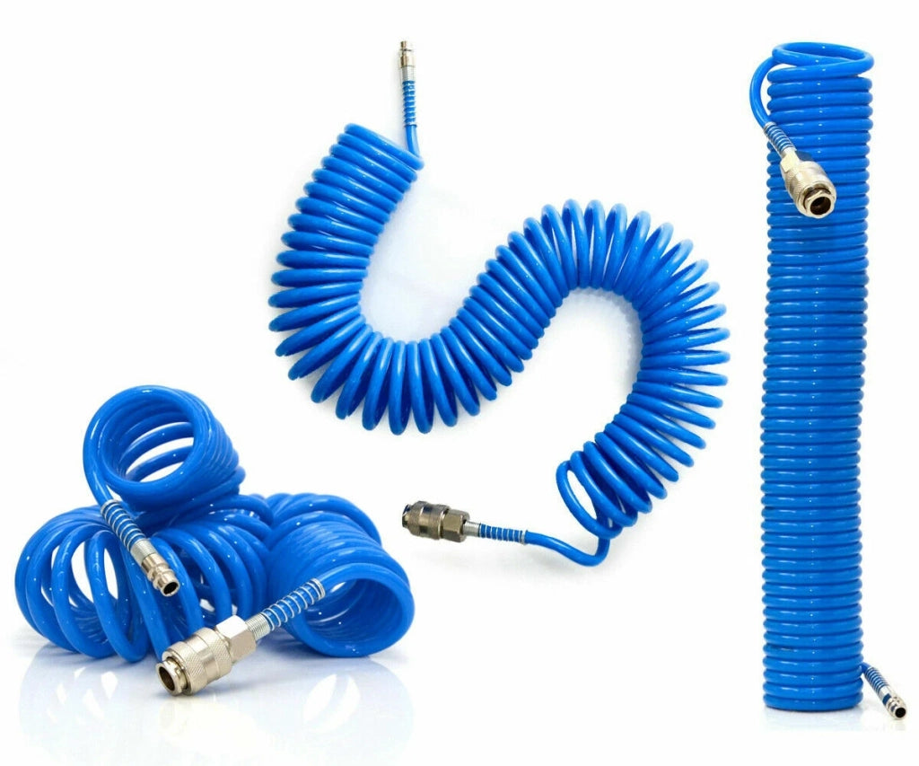Tubo Aria Compressa Spirale 20 Metri Ø12x8 mm Flessibile Attacco raccordi 1/4''