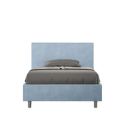 BS COM Letto una piazza e mezza con rete imbottito 120x200 microfibra azzurro