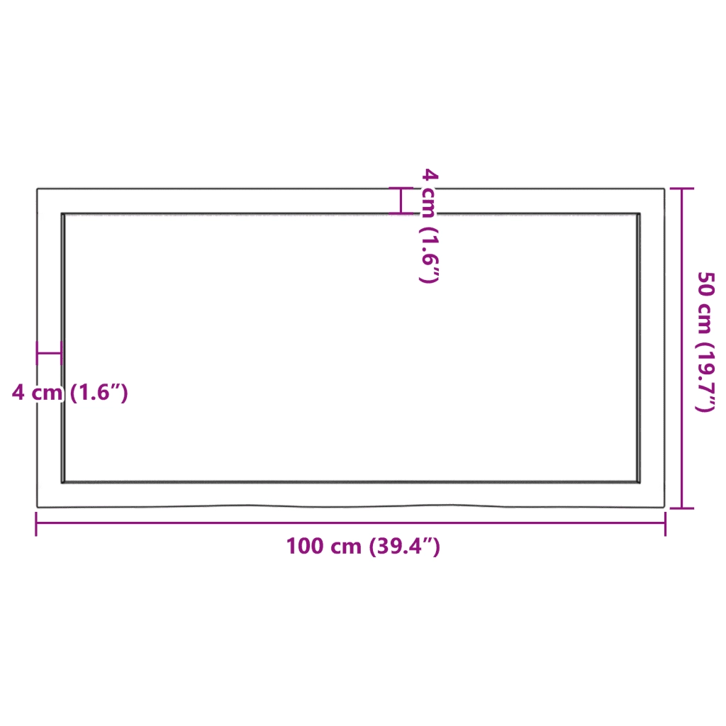 Piano per Tavolo | Superficie Tavolo | Piano Scrivania 100x50x(2-6)cm in Rovere Massello Non Trattato