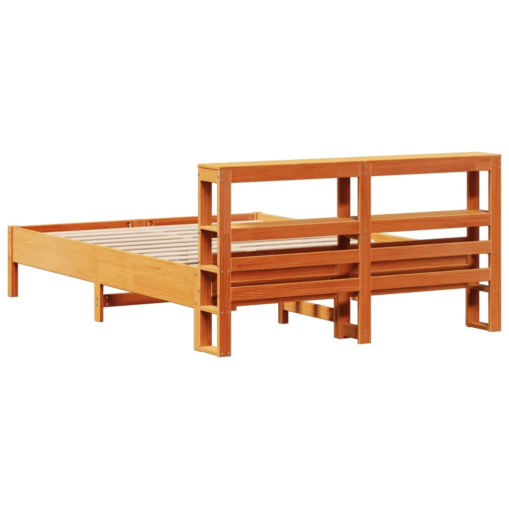 Letto senza Materasso Marrone Cera 135x190 cm in Legno di Pino