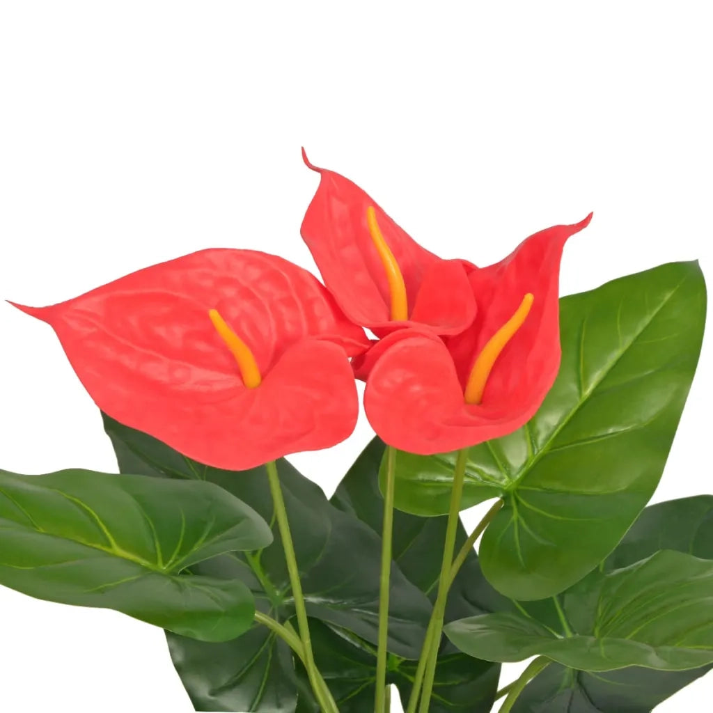 Anturium Pianta Artificiale con Vaso 45 cm Rossa e Gialla CFW3172730