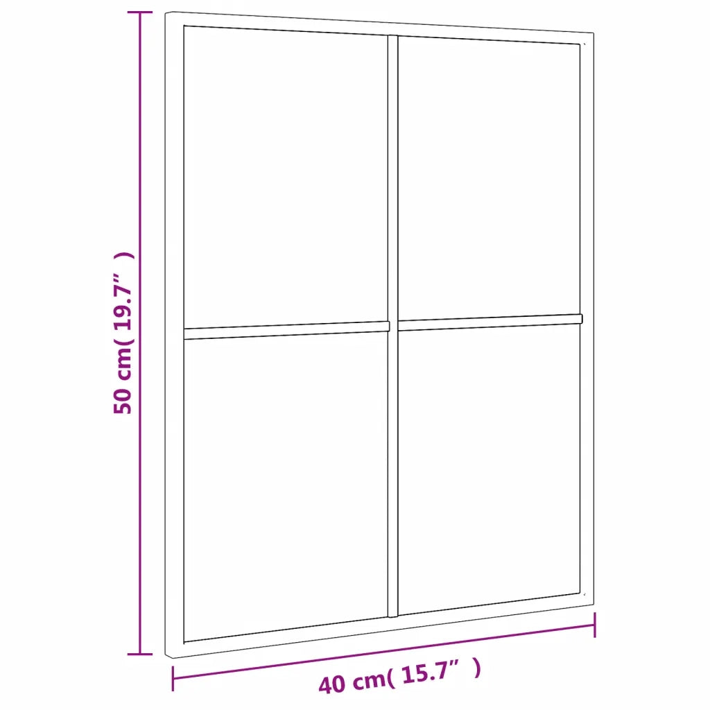 Specchio da Parete Nero 40x50 cm Rettangolare in Ferro 358646