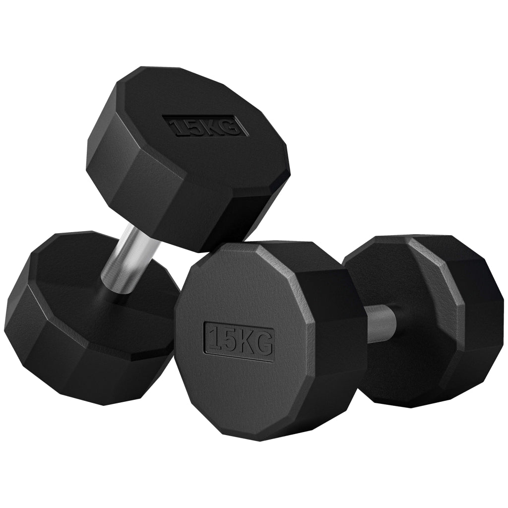 Set 2 Manubri Esagonale 15 kg ¨C zephmum ¨C Nero, Metallo e Gomma, 26x15.5x15.5 cm