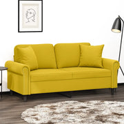 Divano a 2 Posti con Cuscini Giallo 140 cm in Velluto 3200951