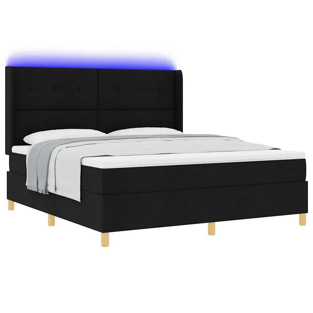 Letto a molle con materasso Nero 140 x 200 cm Tessuto