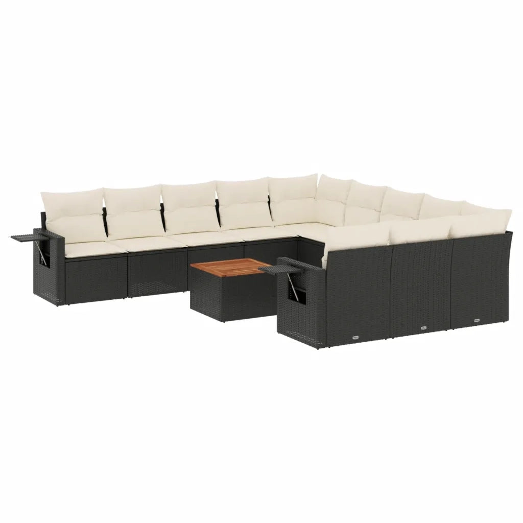 Set Divani da Giardino 12 pz con Cuscini Nero in Polyrattan 3257120