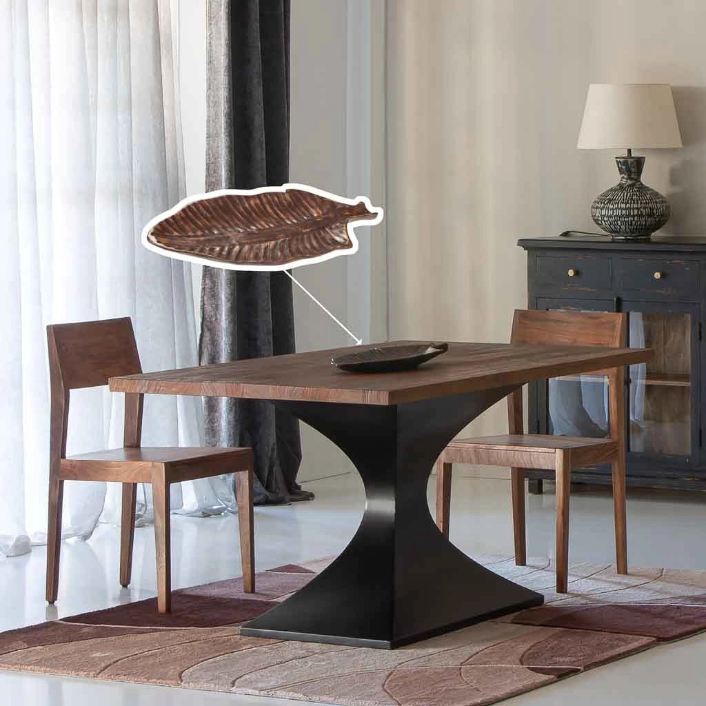 Centrotavola foglia marrone 54x4,5x23,5h