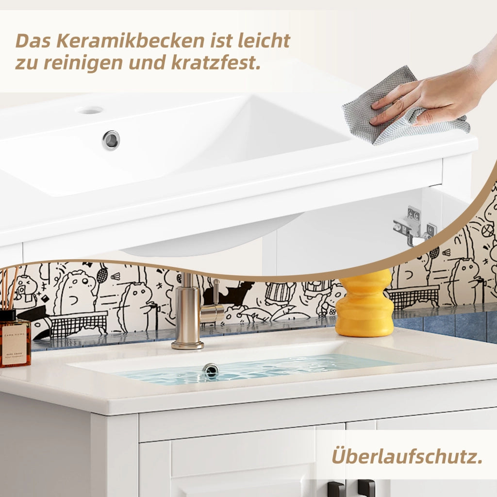 MOBILE BAGNO con lavabo integrato 76,5x47x83 cm MDF e ceramica bianco