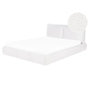 Letto matrimoniale ad acqua imbottito in tessuto boucle bianco 160x200 cm stile classico camera da letto