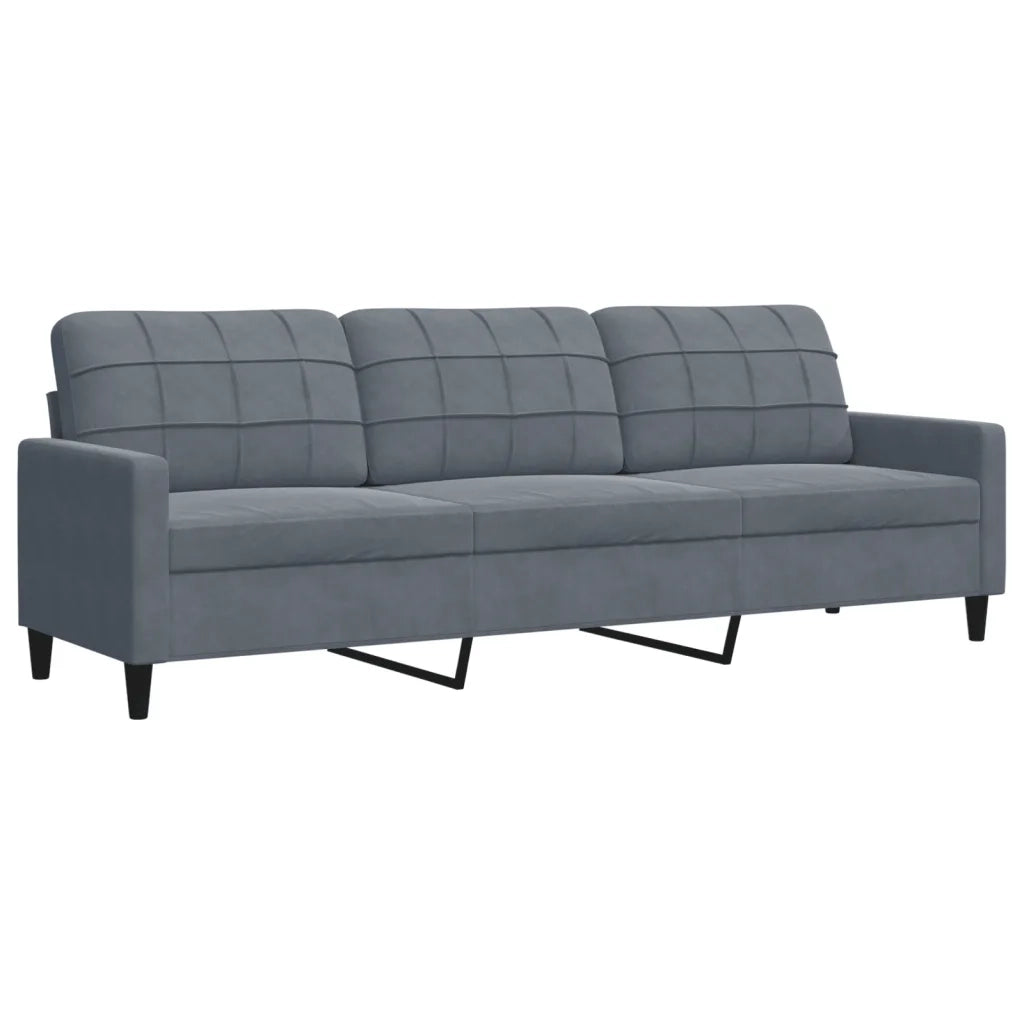Divano a 3 Posti-Sofa 3 Posti Grigio Scuro 210 cm in Velluto