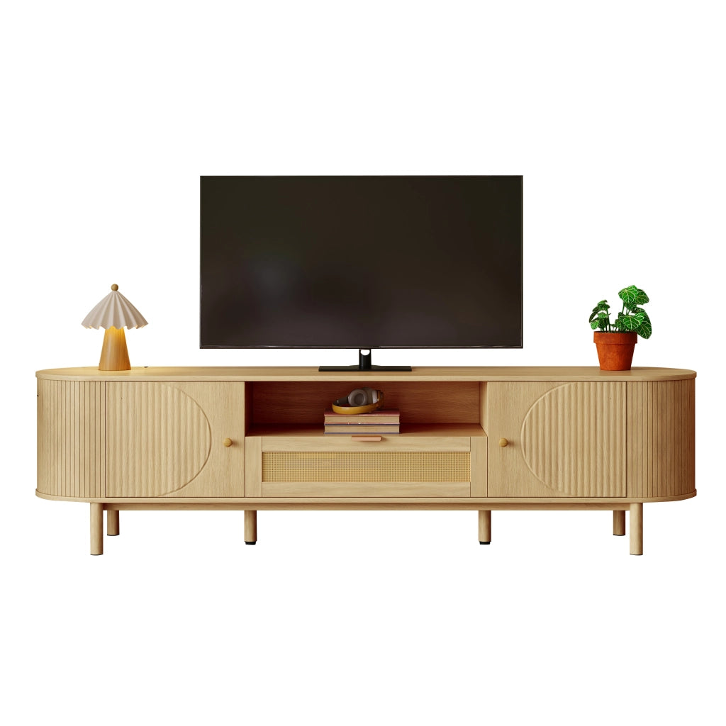 Cassettiera per TV Natural; in MDF; lunghezza 175 cm