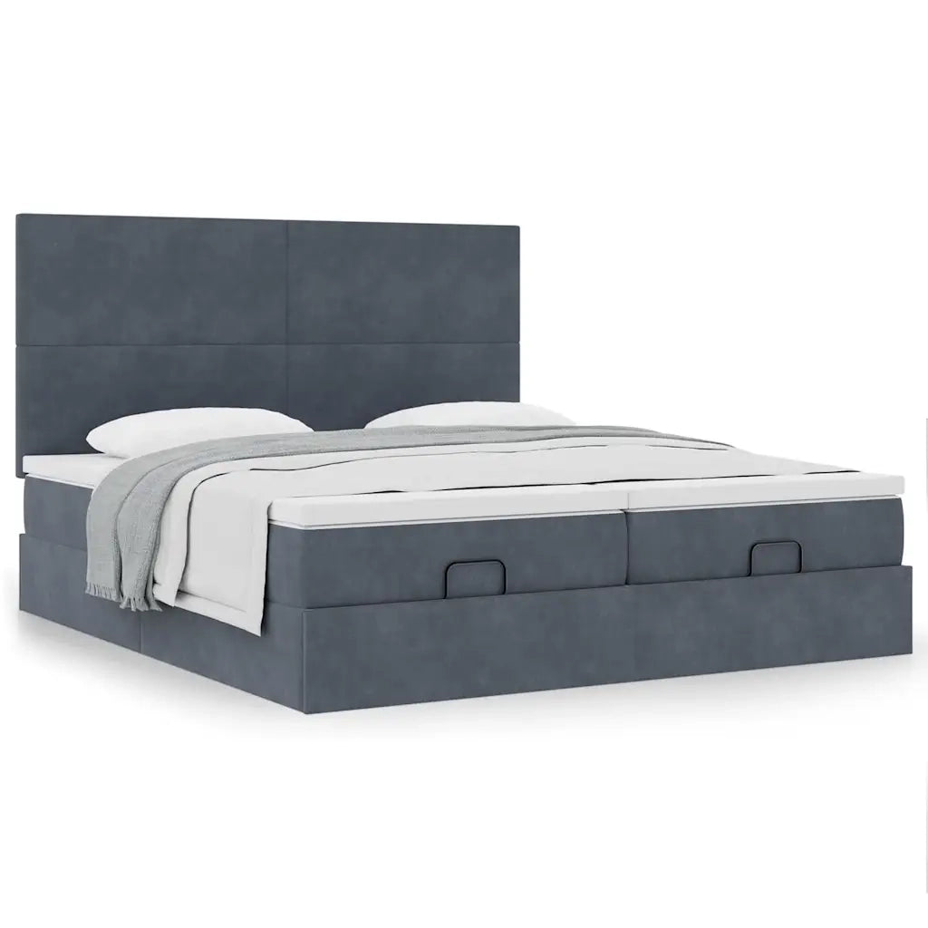 Struttura Letto Pouf con Materassi 200x200 cm Velluto 3313761