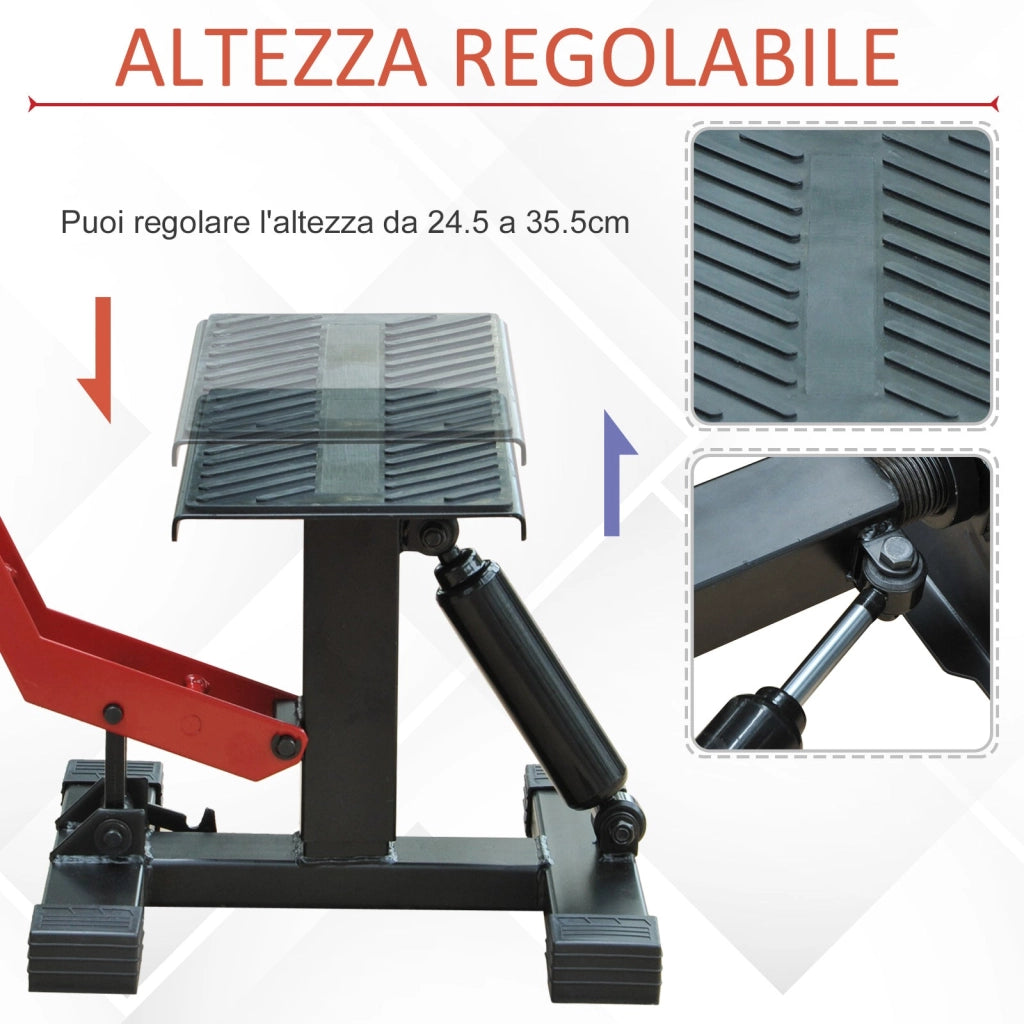 Cavalletto Alzamoto 28x17.5x24.5-35.5 cm in Acciaio e Gomma Nero e Rosso