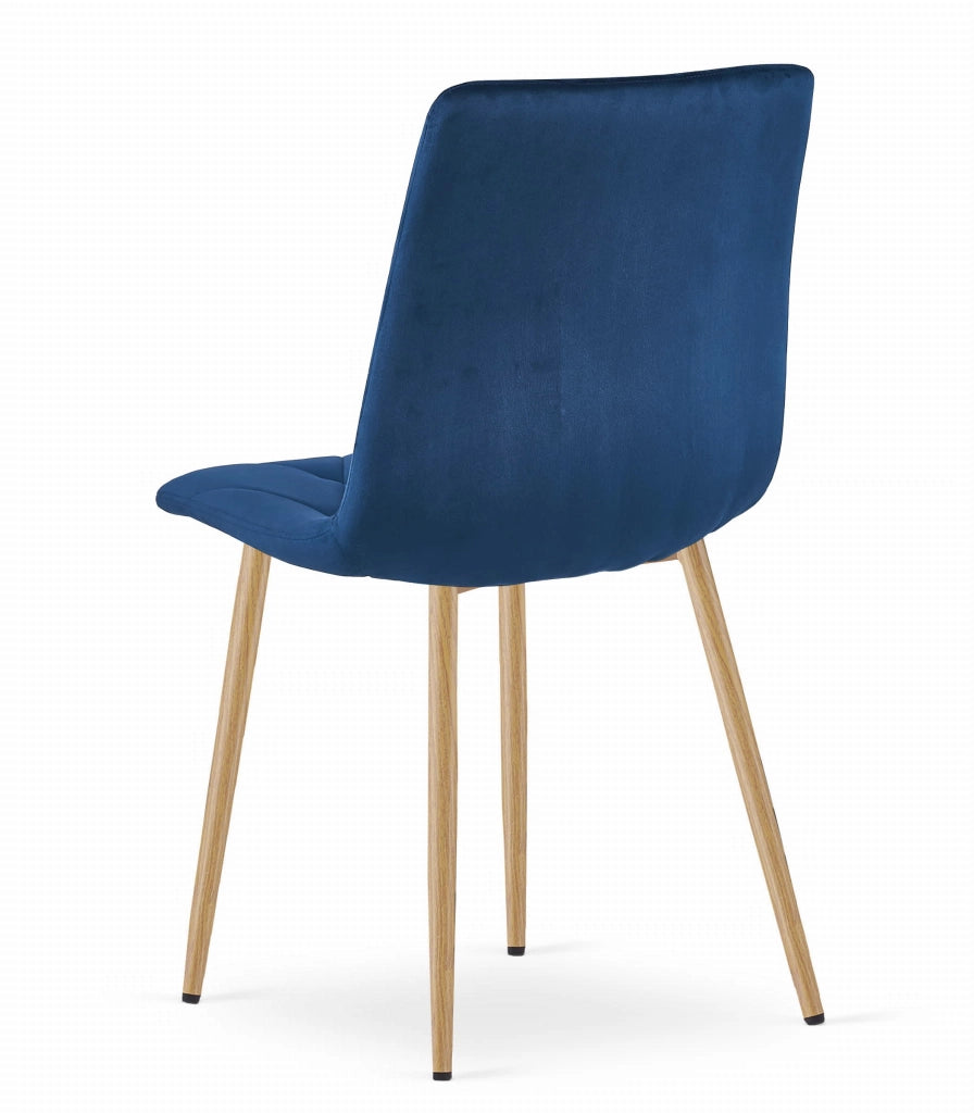 Sedia Valora TYRA in velluto blu navy con gambe color legno x4