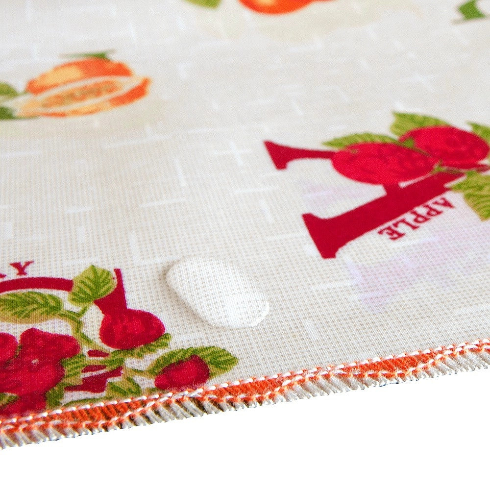 Tovaglia Antimacchia Cotone Plastificato Cucina Bordata Copritavolo Lettere & Frutta - 135x180 Cm
