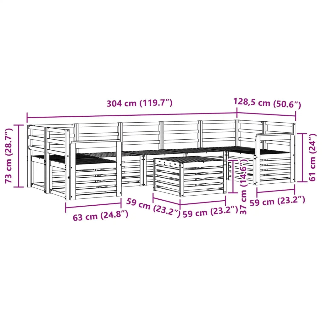 Set di divani da esterno 8 pcs Bianco Legno di Acacia Massello 3391539