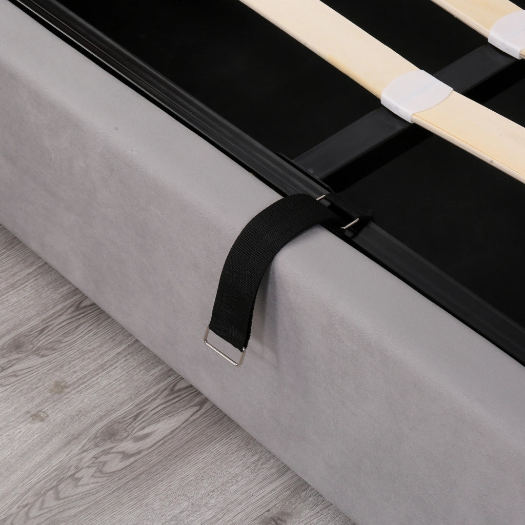 LETTO Contenitore 197x146x99 cm Velluto Grigio