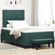 Letto a molle con materasso Verde Scuro 120 x 190 cm Velluto