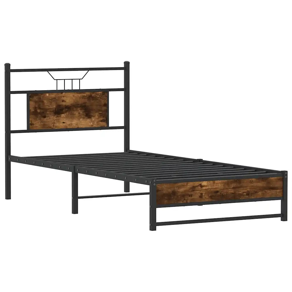 Giroletto senza Materasso-Struttura Letto Rovere Fumo 75x190 cm in Truciolato 143536