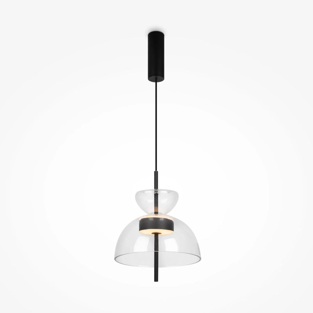 Maytoni Lampadario moderno Bangkok 1 luce LED integrato nero metallo trasparente vetro
