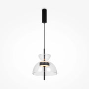 Maytoni Lampadario moderno Bangkok 1 luce LED integrato nero metallo trasparente vetro