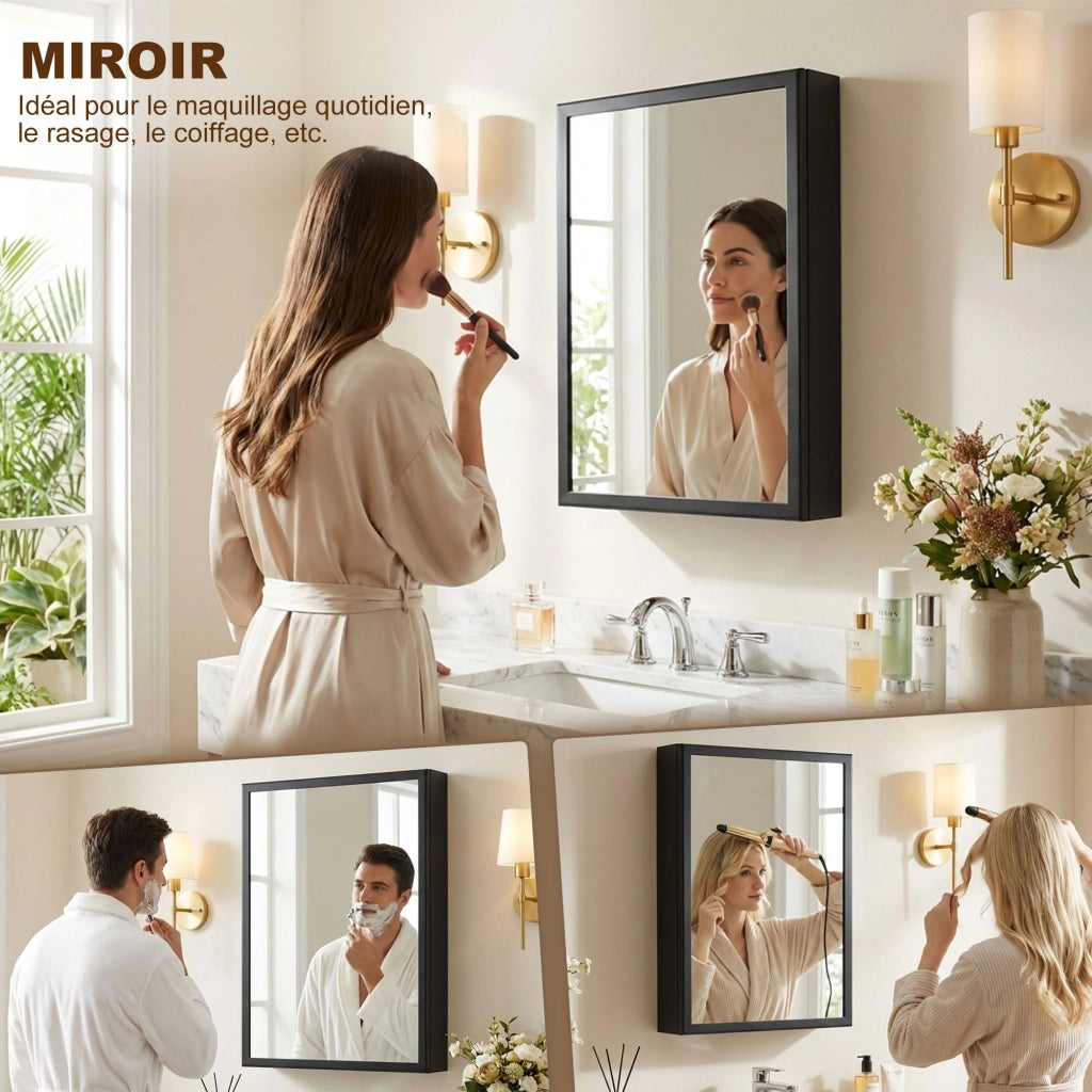 Armadio da bagno con specchio ¨C Minimal ¨C nero 40x12x60 cm