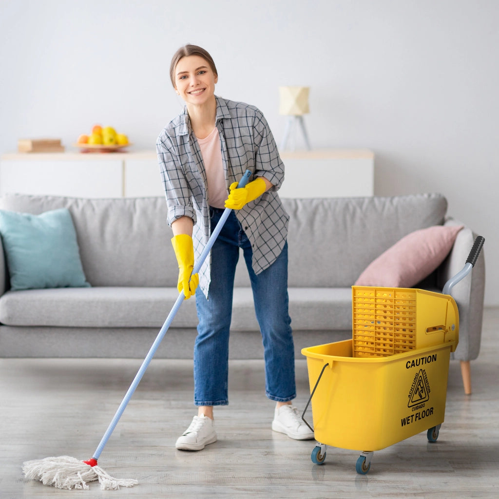 Secchio Lavapavimenti Professionale 20L con Mocio e Strizzatore ¨C Minimal ¨C Giallo 45x26.5x70 cm