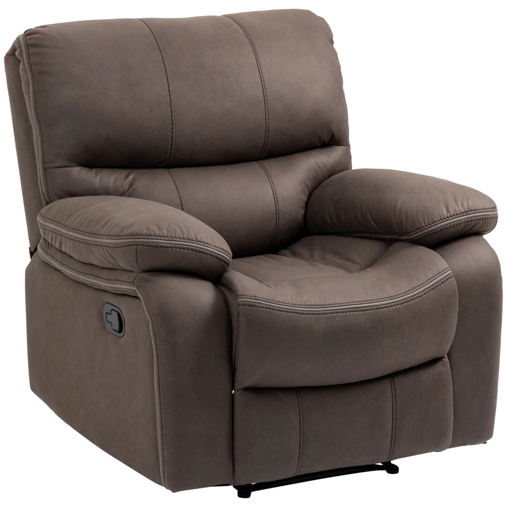Poltrona Relax con Reclinazione Manuale e Poggiapiedi, in Microfibra e Acciaio, 97x90x96 cm, Marrone