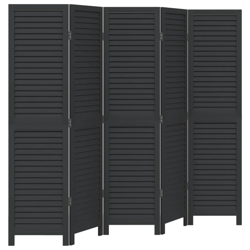 Divisorio Ambienti | Divider per stanze | Paravento 5 Pannelli Nero Legno Massello di Paulownia