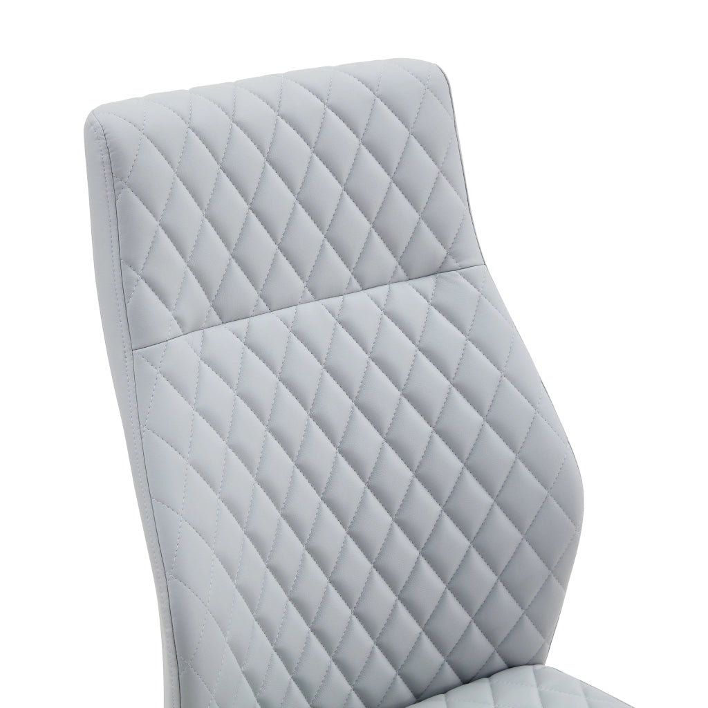 Set tavolo e sedie con 1 tavolo rotondo e 4 sedie; schienale ergonomico; in vetro e metallo oro; PU grigio chiaro