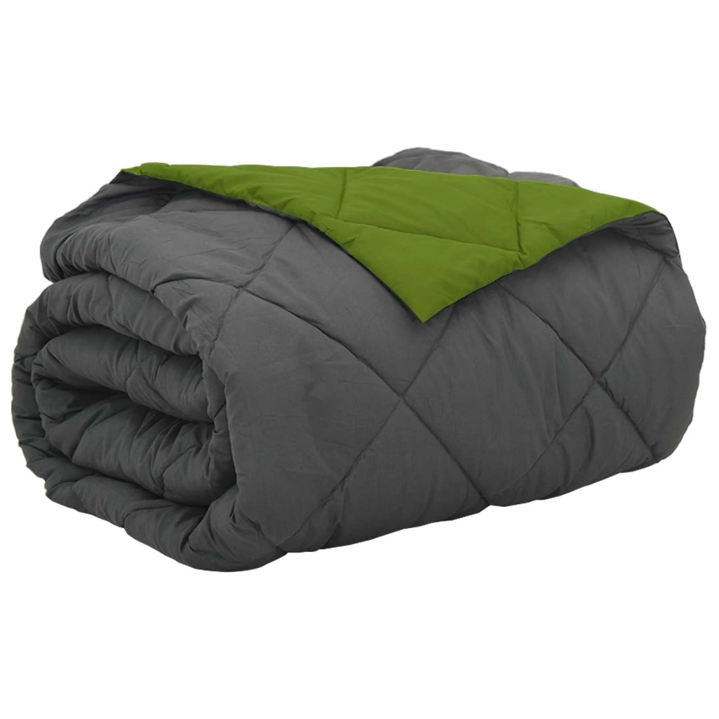 Piumone | Duvet Estivo Verde e Antracite 200 x 200 cm Microfibra
