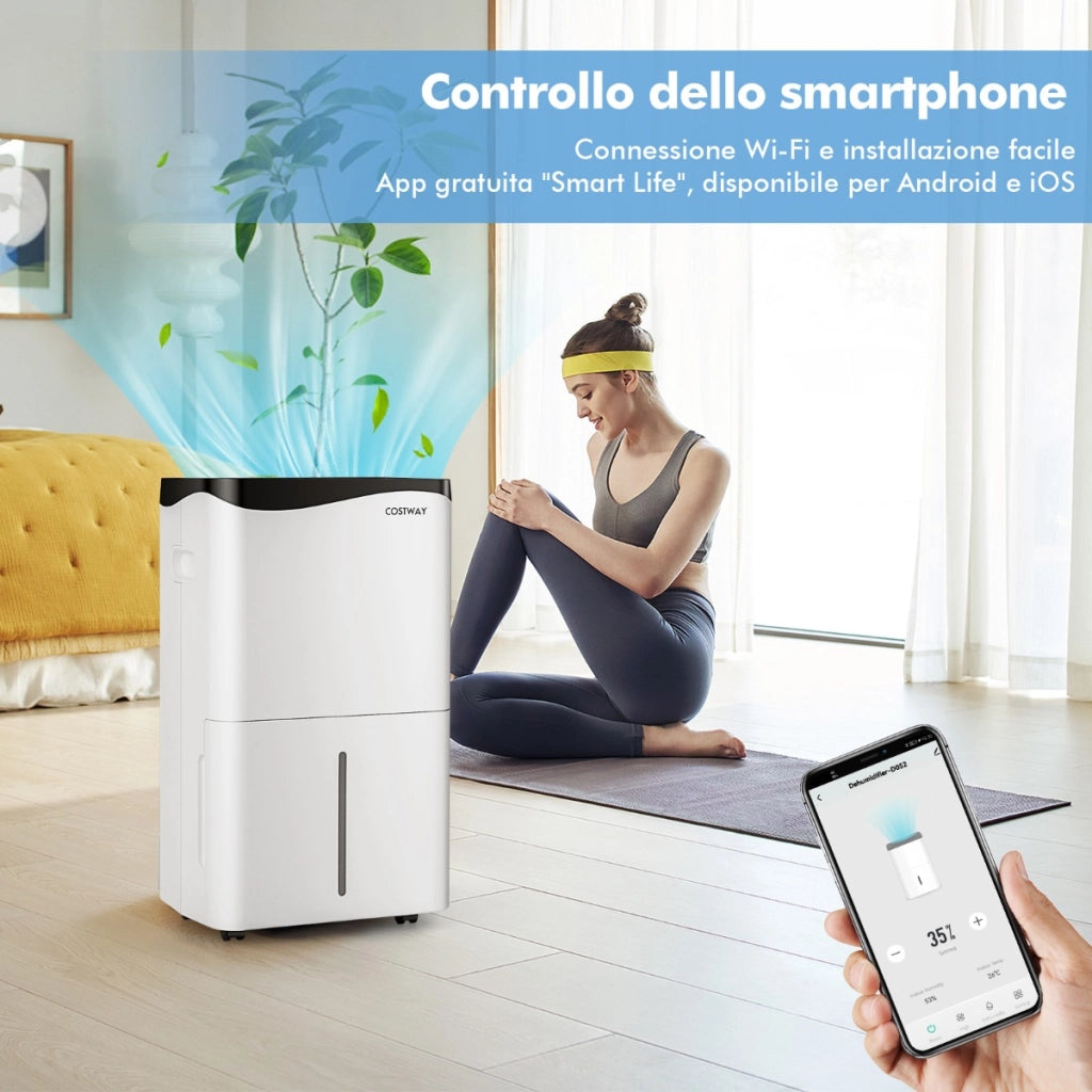 Deumidificatore per casa con 4 modalit¨¤ e 2 velocit¨¤, Deumidificatore con pannello touch e controllo da app Bianco-Controllo climatizzazione