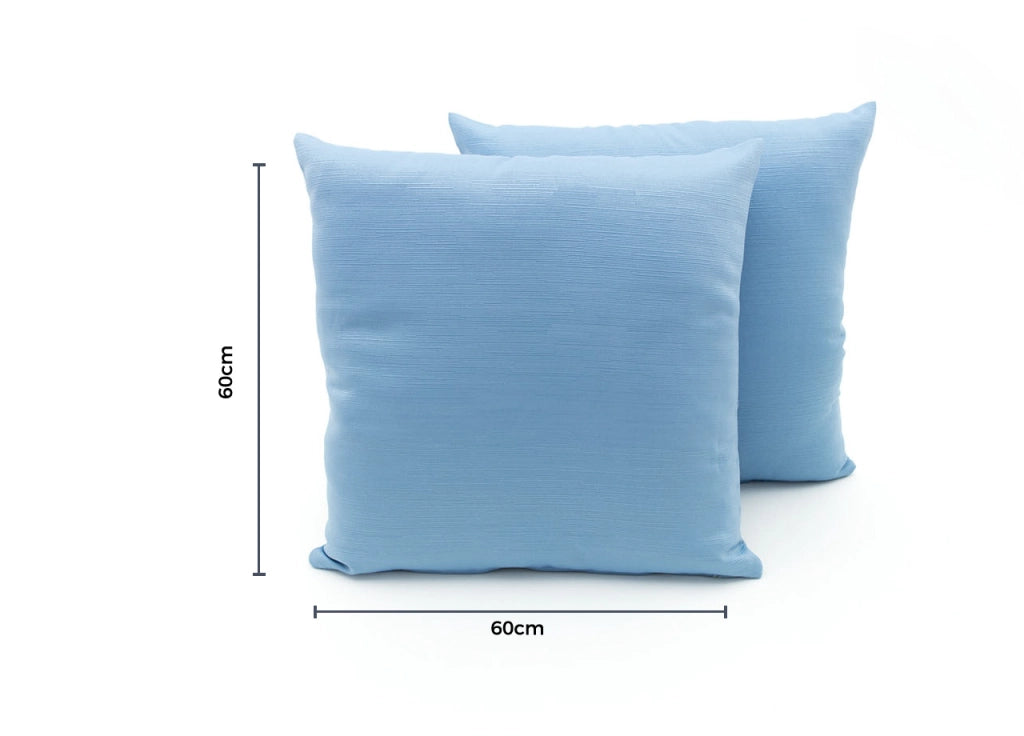 Coppia Cuscini Arredo Imbottiti Tessuto Ottoman In Tinta Unita Colore Azzurro 31 - 60x60 - Azzurro 31