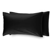 Coppia 2 Federe Cuscino Letto 100% Cotone Tinta Unita Sfoderabile Bottoni Laterali - Federe - Nero