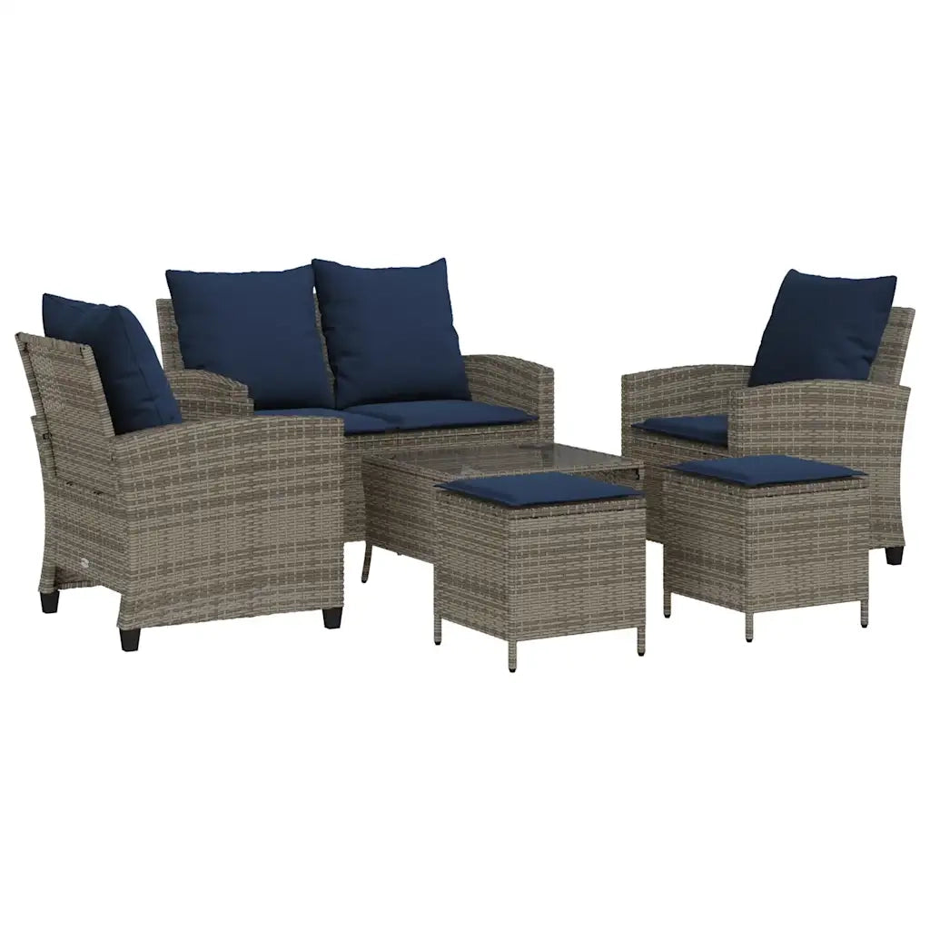 Set Divano da Giardino 6 pz con Cuscini Grigio in Polyrattan 3324584