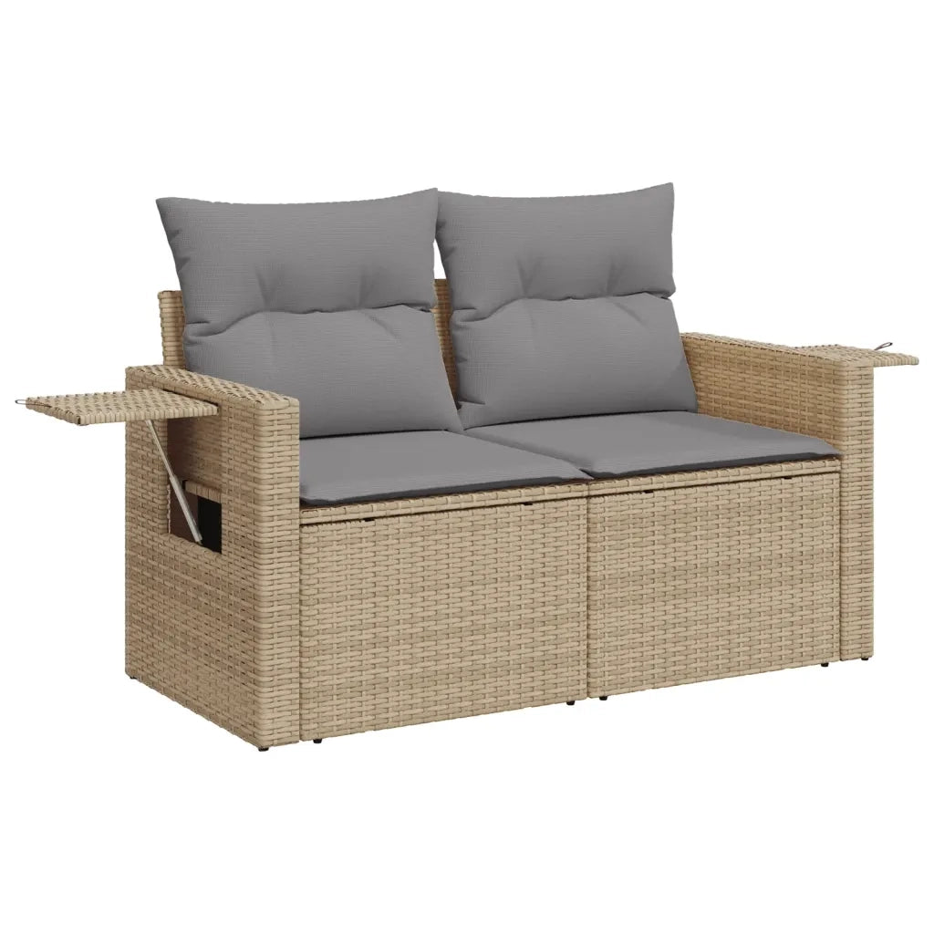 Divano da Giardino con Cuscini a 2 Posti-Sofa da Giardino-Divano da esterno Beige in Polyrattan 732327