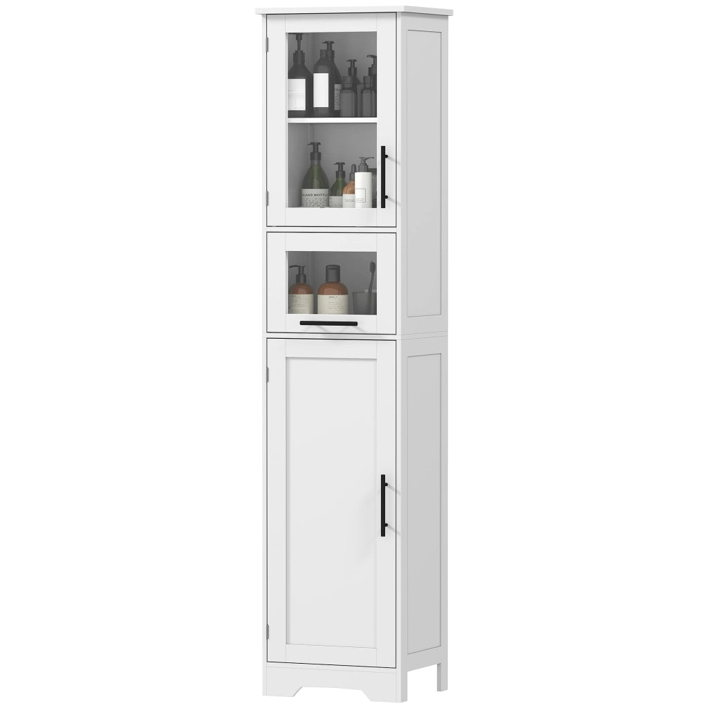 Mobile colonna bagno ¨C Xylo ¨C bianco con cassetto, 2 ante e ripiano regolabile, 40x31x170 cm