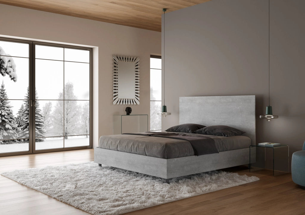 Letto Matrimoniale 160x200 cm Senza Rete Testata Dritta New Egos Cemento