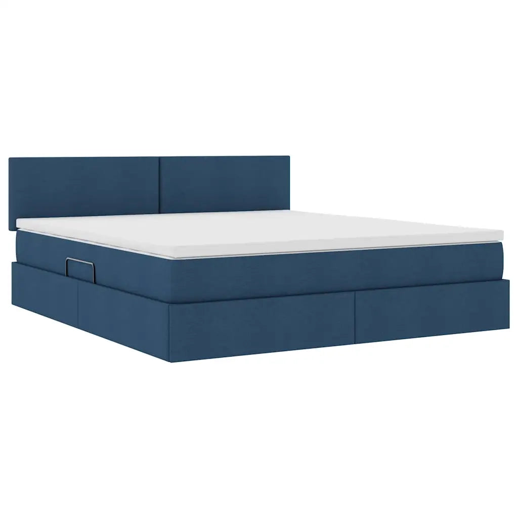 Letto con contenitore e LED con led Blu 180 x 200 cm Tessuto 3371102