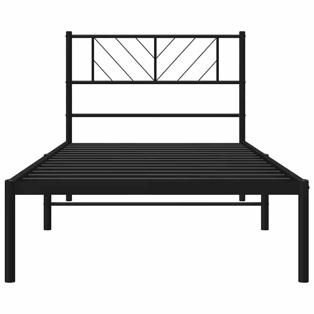 Letto singolo | Letto per adulti | Giroletto con Testiera in Metallo Nero 107x203 cm